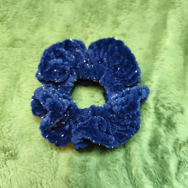 Navy Glitter Small Scrunchies Hair Tie