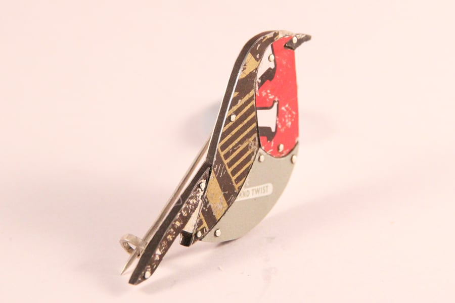 Robin Tin Brooch