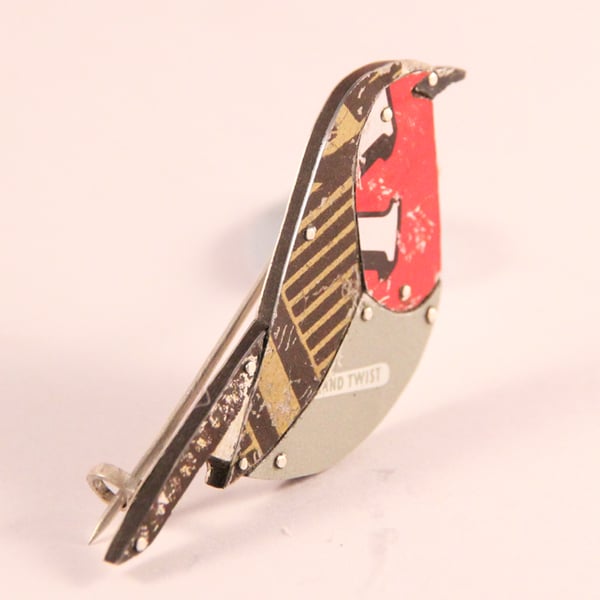 Robin Tin Brooch