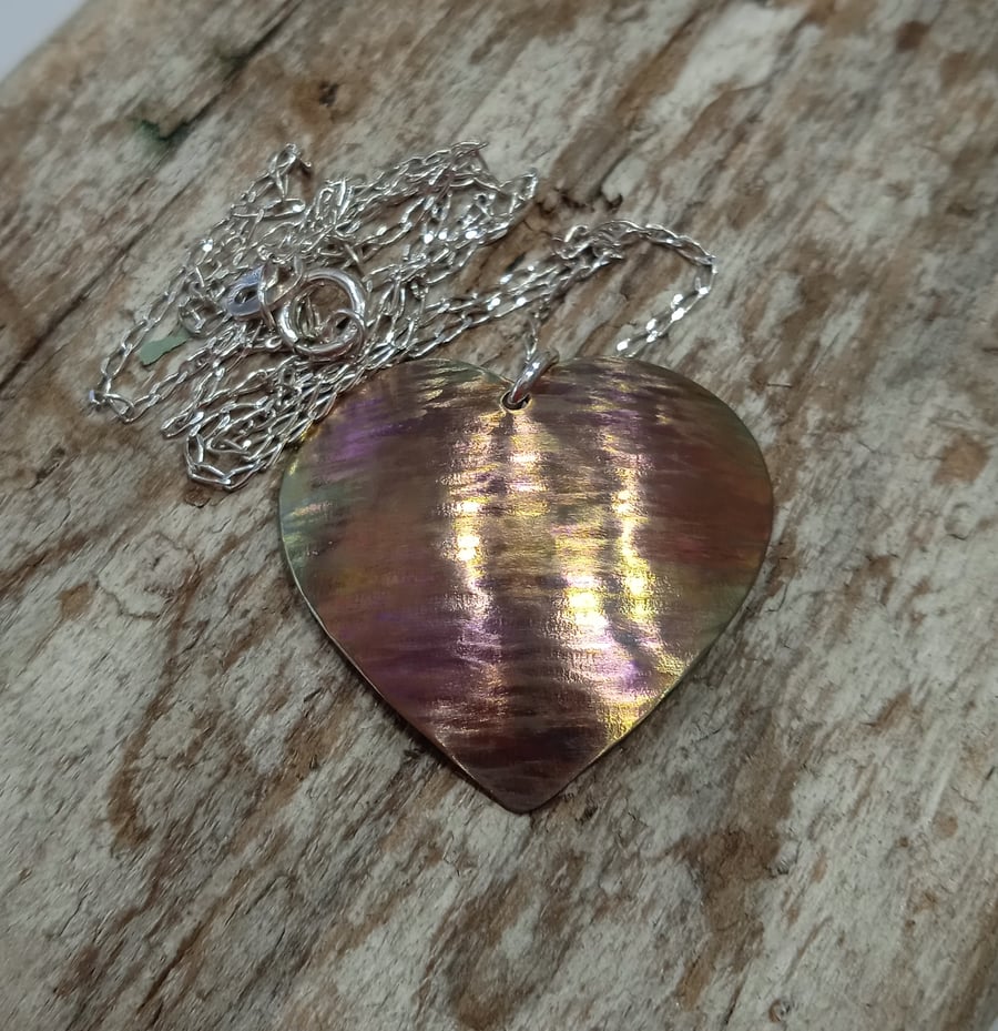 Coloured Titanium Small Heart Pendant Necklace - UK Free Post