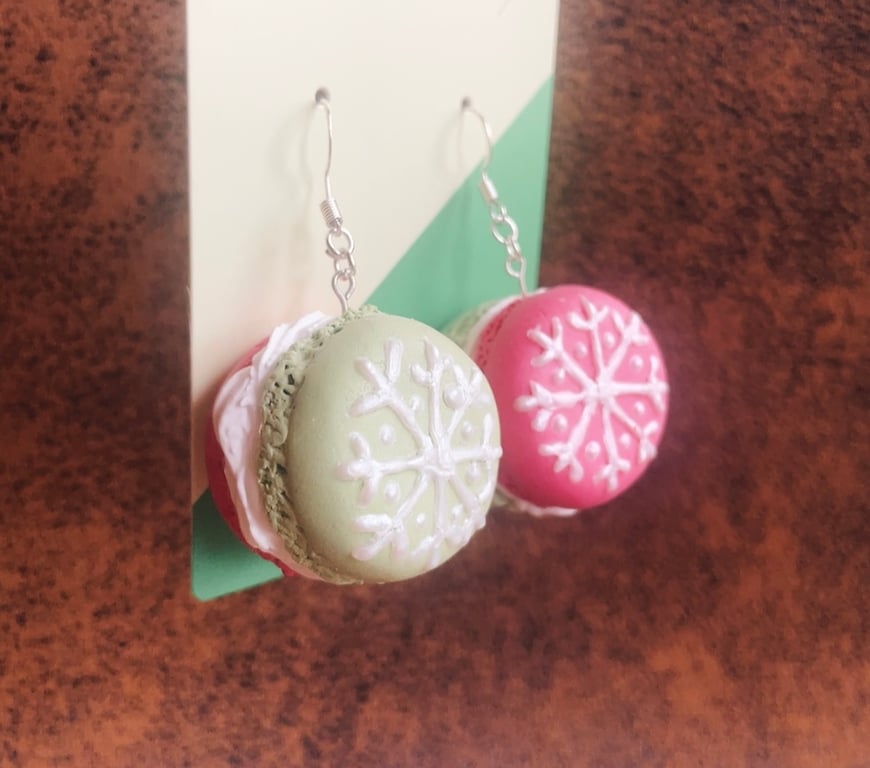 Xmas Snowflake Macaron Earrings