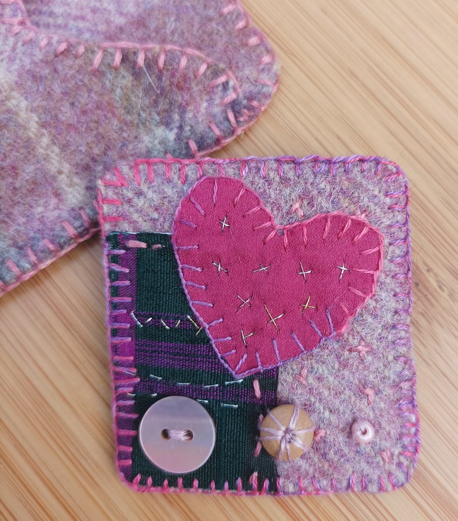 Heart brooch eco valentine gift