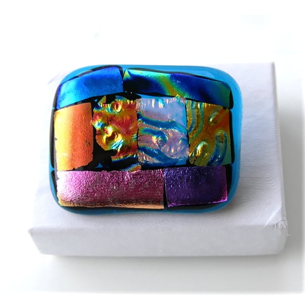 Patchwork  Brooch 110 Dichroic Fused Glass Handmade 