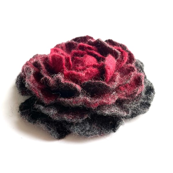 Peony Flower Brooch Handcrafted Jewelry Felt Flowers Pin Handmade Item Unusual J