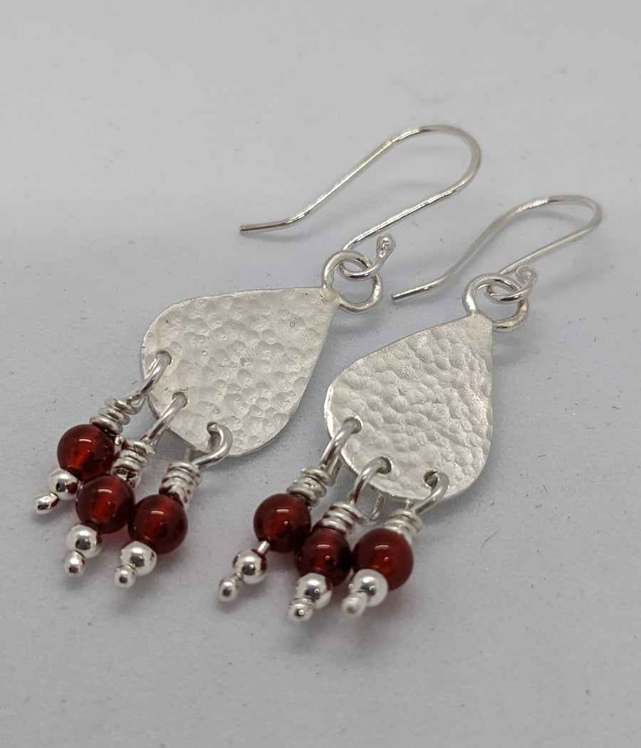 Sterling silver drop earrings with beads