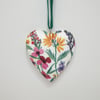 Wooden heart decoration, floral hanging heart, pretty gift for her