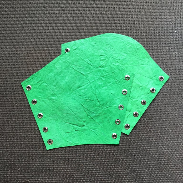 Large Pair of light leafy Green coloured Leather Bracers (sold with lacing)