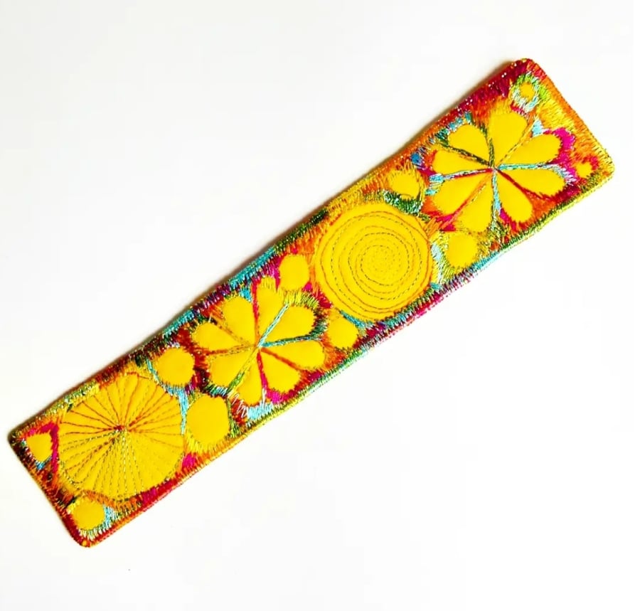 Handmade Embroidered Fabric Bookmark Textile Art Book Lover Gift 