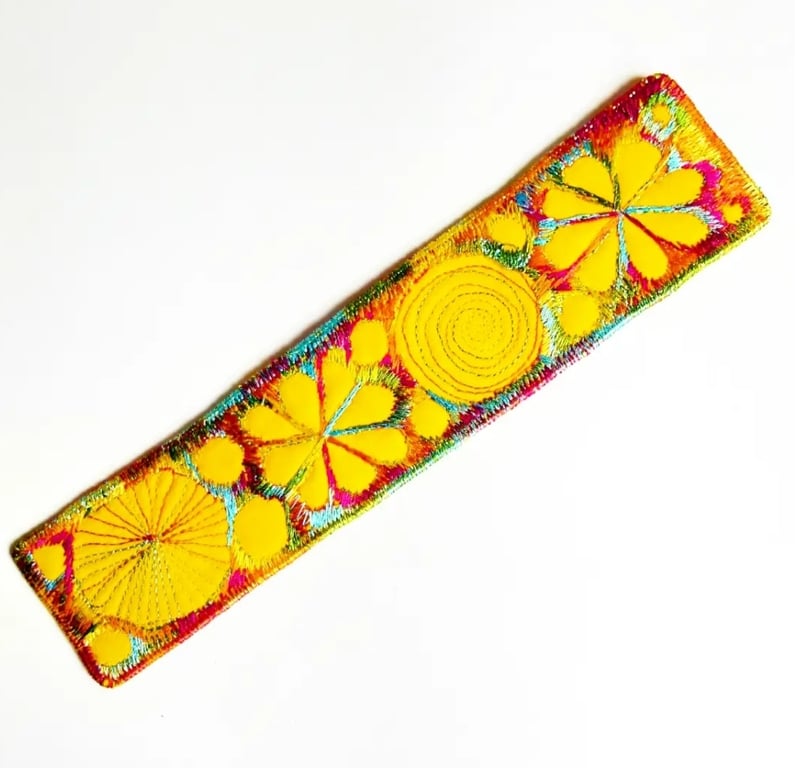 Handmade Embroidered Fabric Bookmark Textile Art Book Lover Gift 