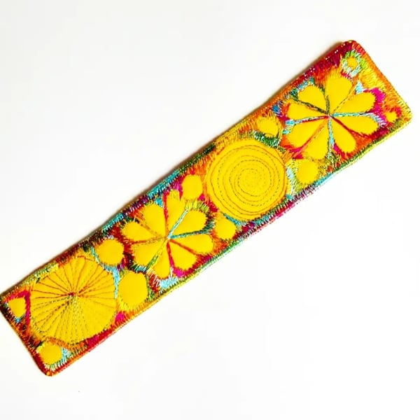 Handmade Embroidered Fabric Bookmark Textile Art Book Lover Gift 
