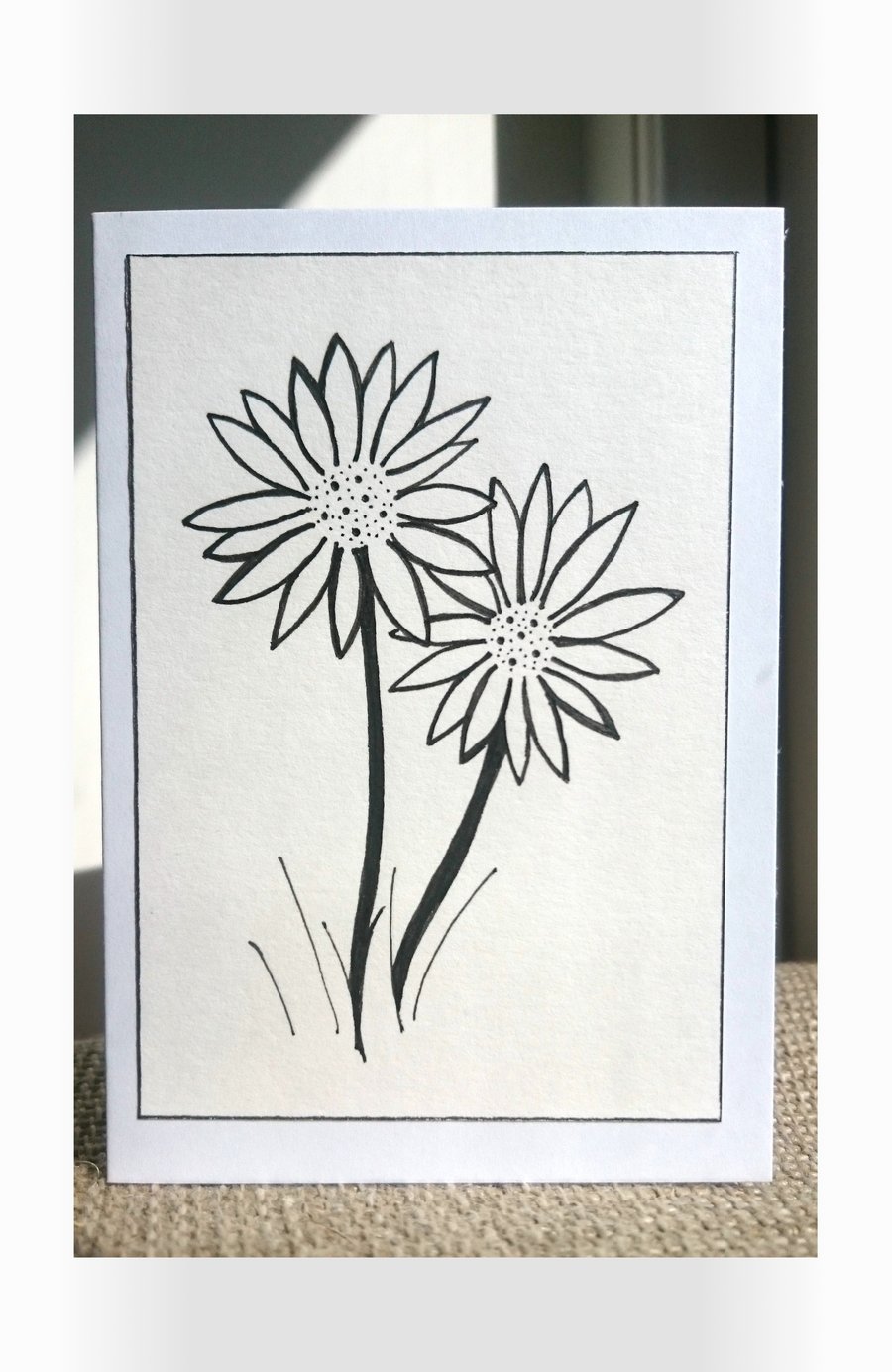 Hand drawn daisies mini A7 greetings card