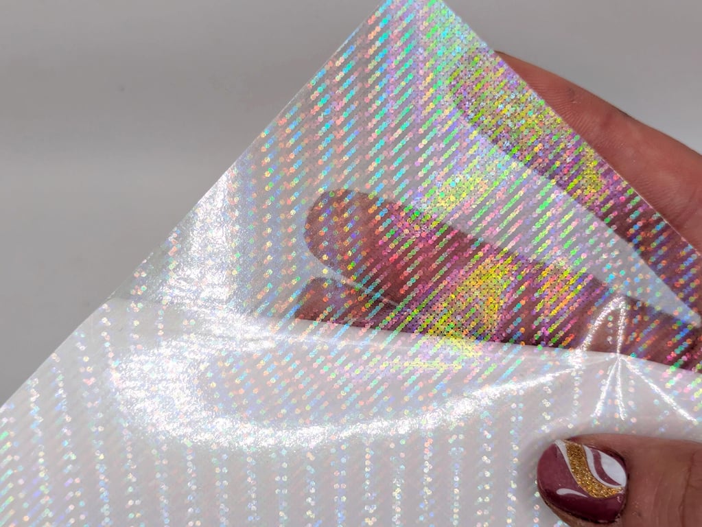 Self-Adhesive Holographic Vinyl Overlay Sticker - Buffering Design