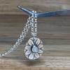 Handmade fine & sterling silver flower pendant with welsh sea-glass & chain