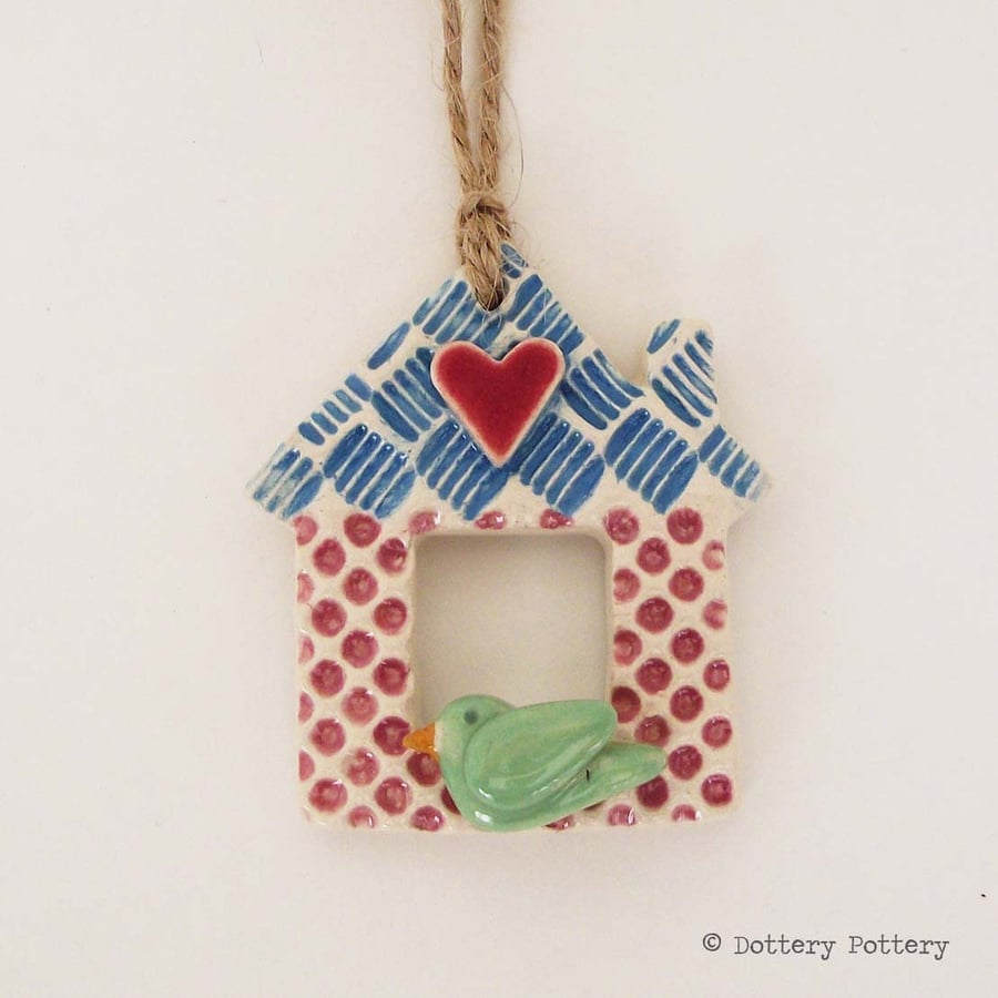 Tiny Ceramic bird house decoration Pottery House