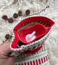 Mini Hot Waterbottle - Red & Green. Handwoven in Wales - Image 4