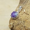 Tiny Charoite pendant necklace. Purple Reiki jewelry. Flower and leaf edging