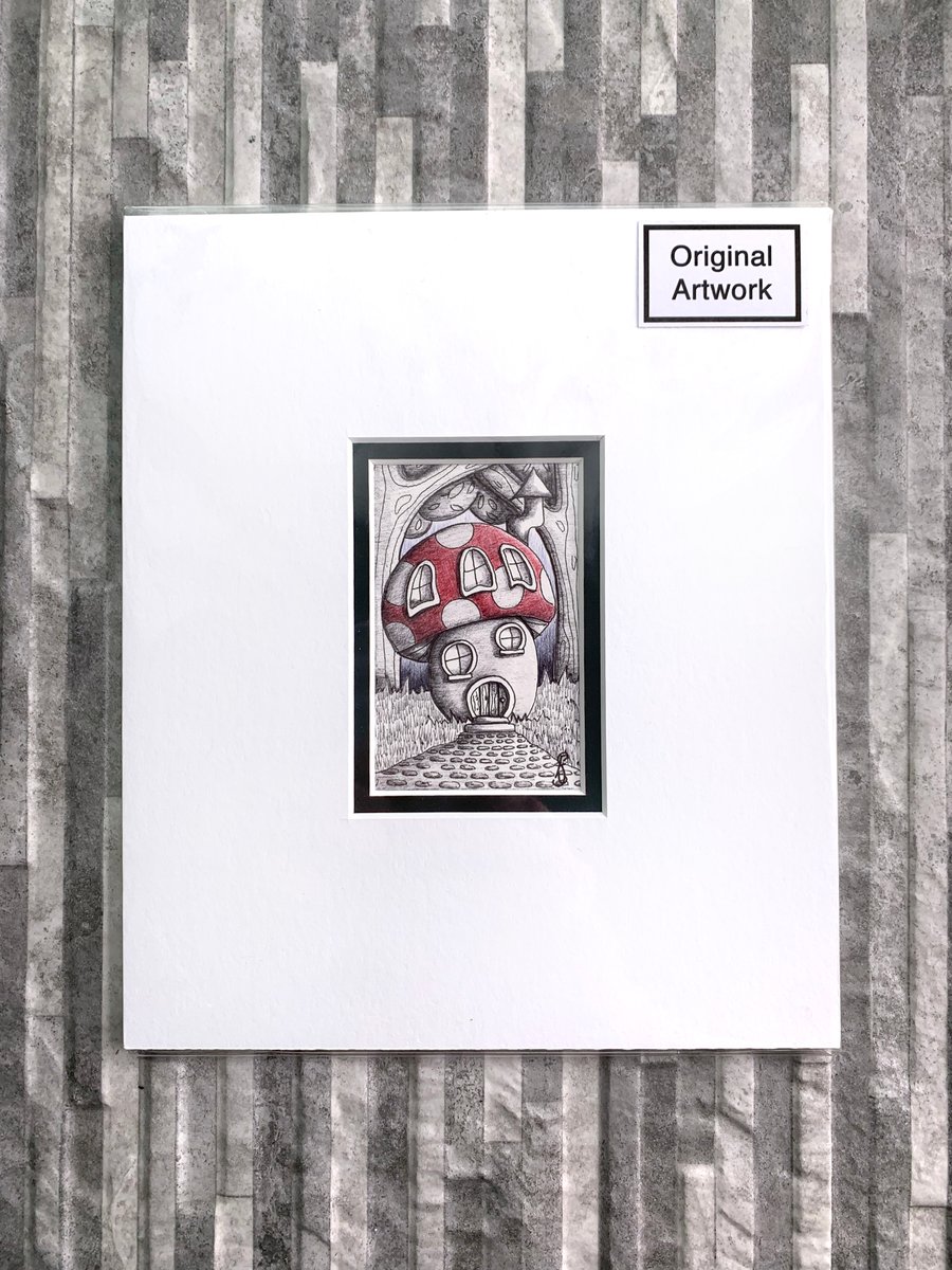 Mushroom Fairy House original mini artwork