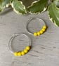 Yellow Beaded Hoop Earrings, sterling silver - Image 2