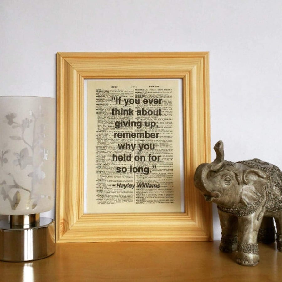 Unframed 1948 Dictionary Page Quote Print - Hayley Williams - Print Only