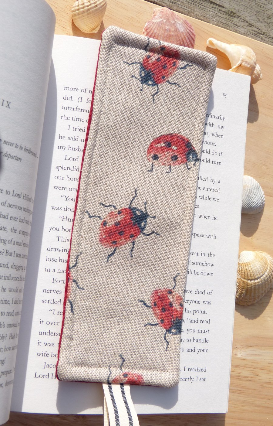 Bookmark with ladybirds