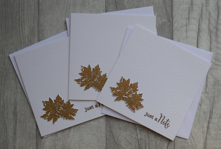 Just a Note - Autumn Leaves - Set of Three Blank Notecards