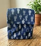 White Cat on Navy  Handmade Insulated Lunch bag 