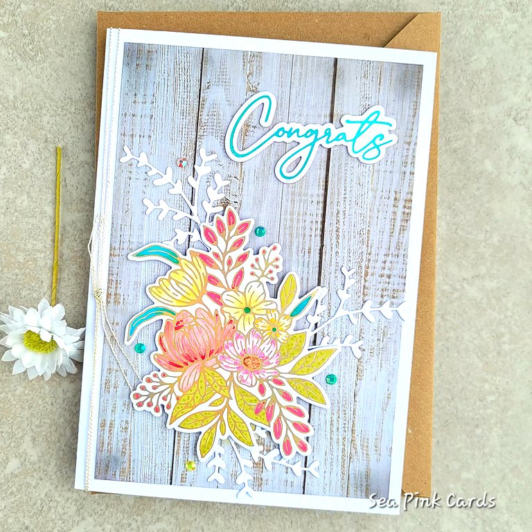 Congratulations Card - floral cards, congrats, wedding card, anniversary, blank