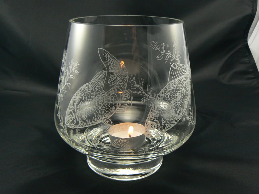 Large crystal glass tealight holder Goldfish)