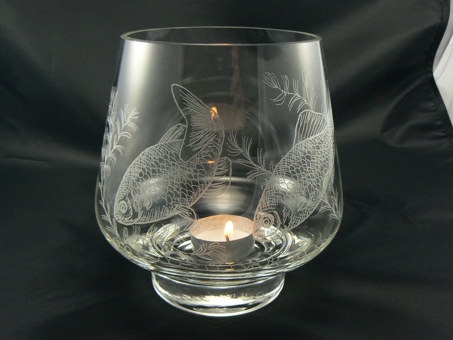 Large crystal glass tealight holder (fish)