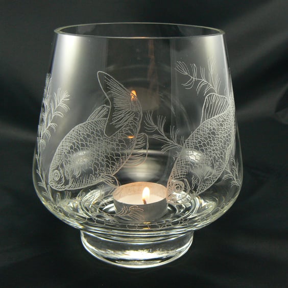 Large crystal glass tealight holder Goldfish)