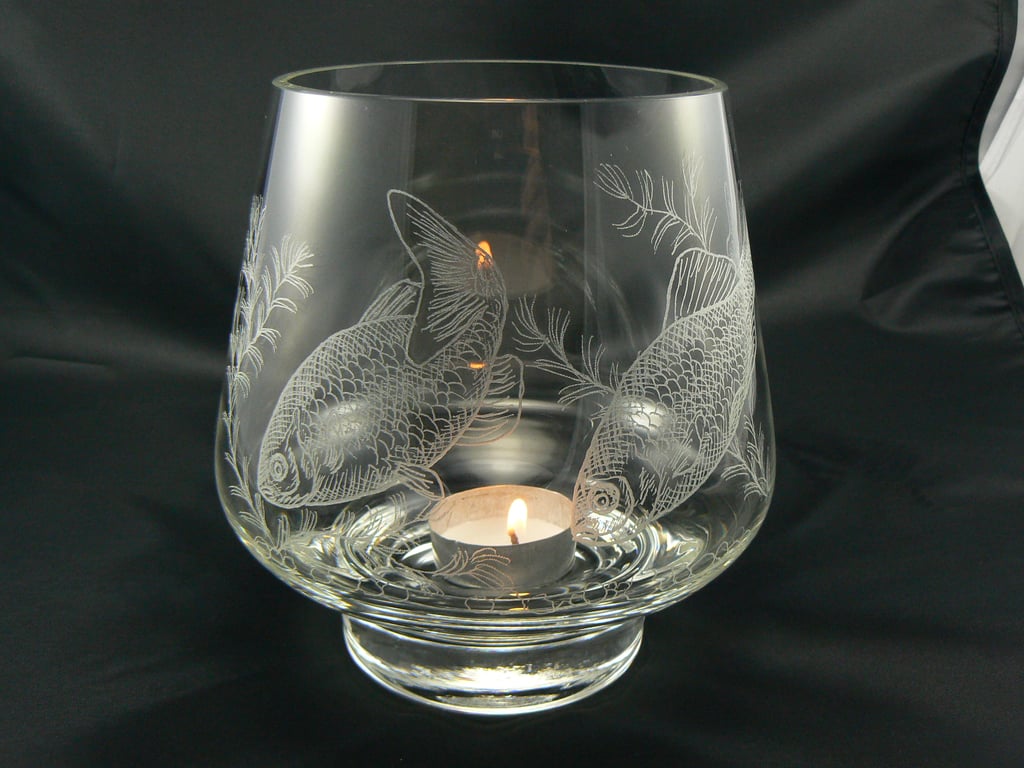 Large crystal glass tealight holder (fish)