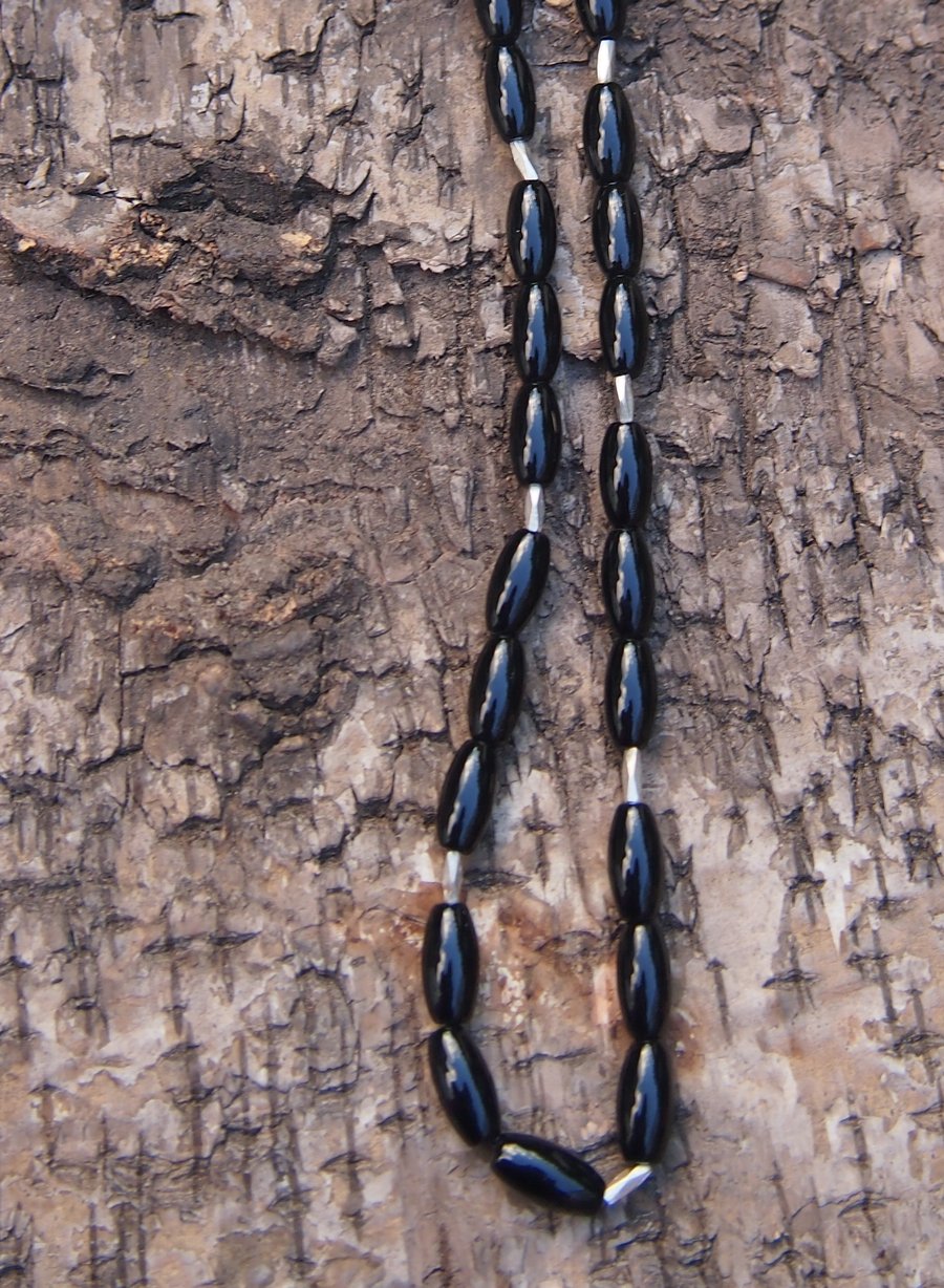 Black polished onyx necklace