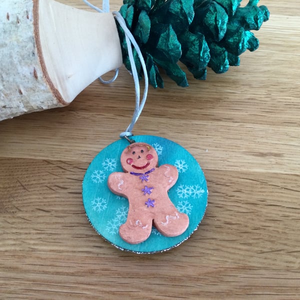 Small Gingerbread Man Christmas Hanging Ornament