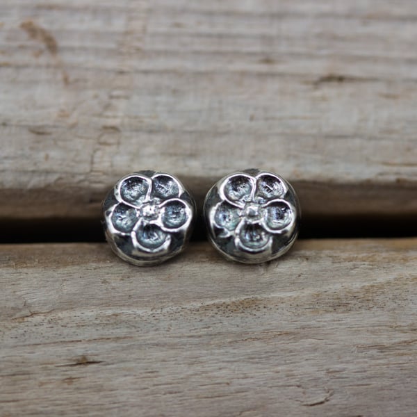Recycled Sterling Silver Flower Studs