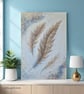 Textured abstract Feather painting,  Gold acrylic canvas art, 12x16 inch - Image 1