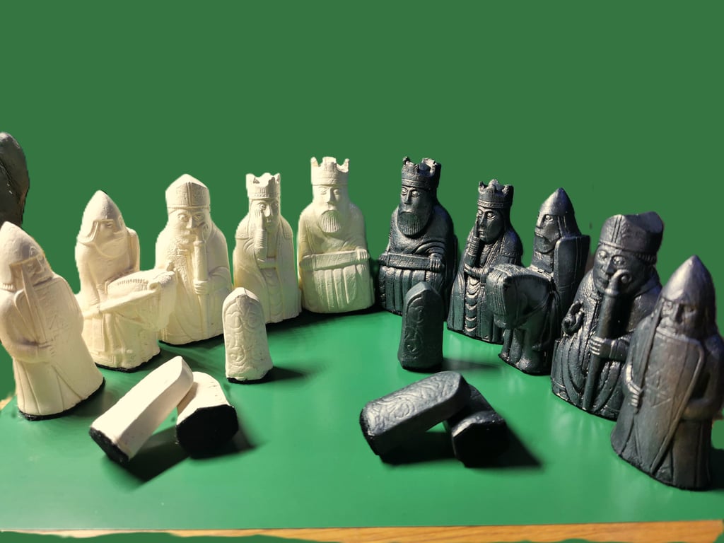 Lewis Chess set, with Engraved Pawn Pillars, Made to order, wide colour  choice