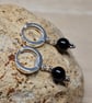 Black onyx huggie hoop earrings. Reiki jewelry uk. December birthstone - Image 3