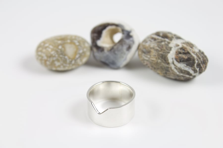 Sterling Silver Wide Notch Ring