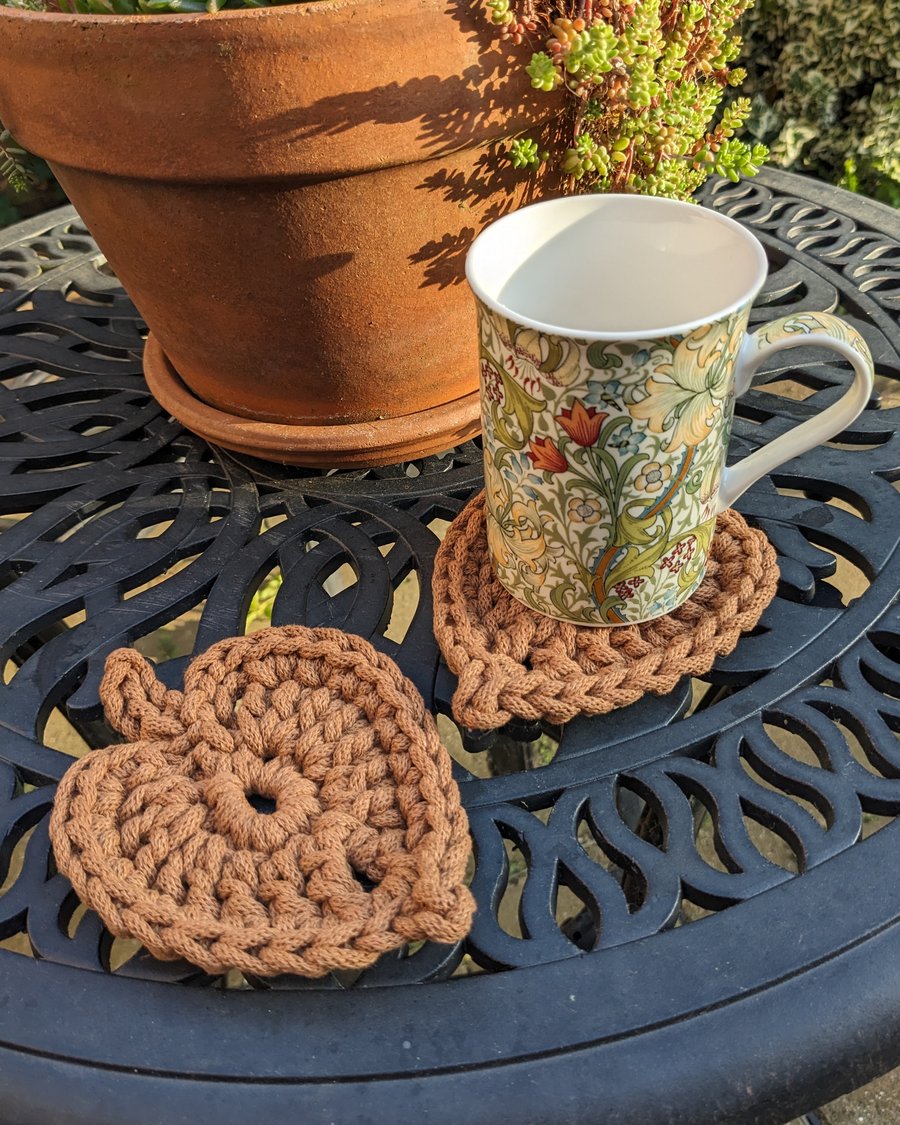Leaf coaster, chunky mat, cotton coasters, plant lovers gift