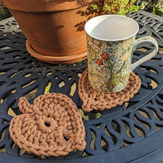 Leaf coaster, chunky mat, cotton coasters, plant lovers gift