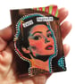 ACEO Miniature Quotation Artwork ZERO REGRETS Retro Female Figurative Portrait
