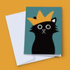Cat Birthday Card, Celebration card, Party Invite, New Year card, King Card
