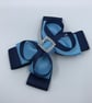 Navy and Light Blue Double Layer Bow with Navy Loops on Clip - Image 1