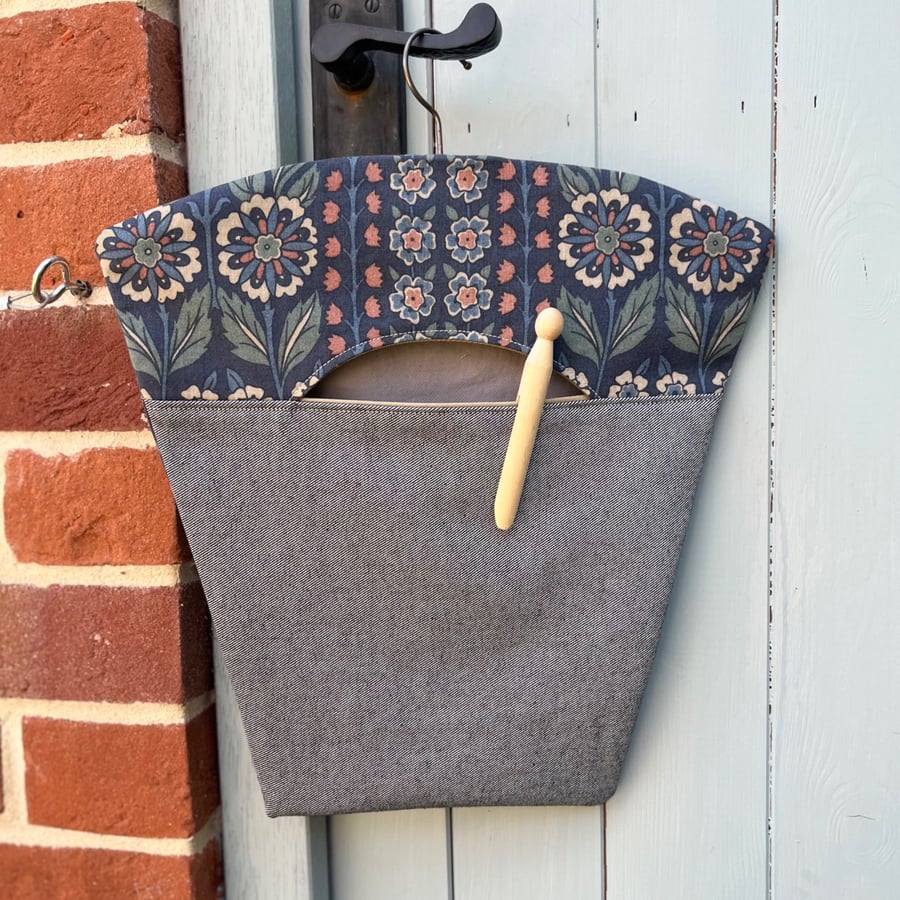 Reclaimed Liberty Cotton and Denim Peg Bag