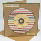Handmade birthday card with large flower embellishment, card for her