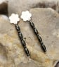 Sterling silver dangly flower stud earrings with haematite stones - Image 4