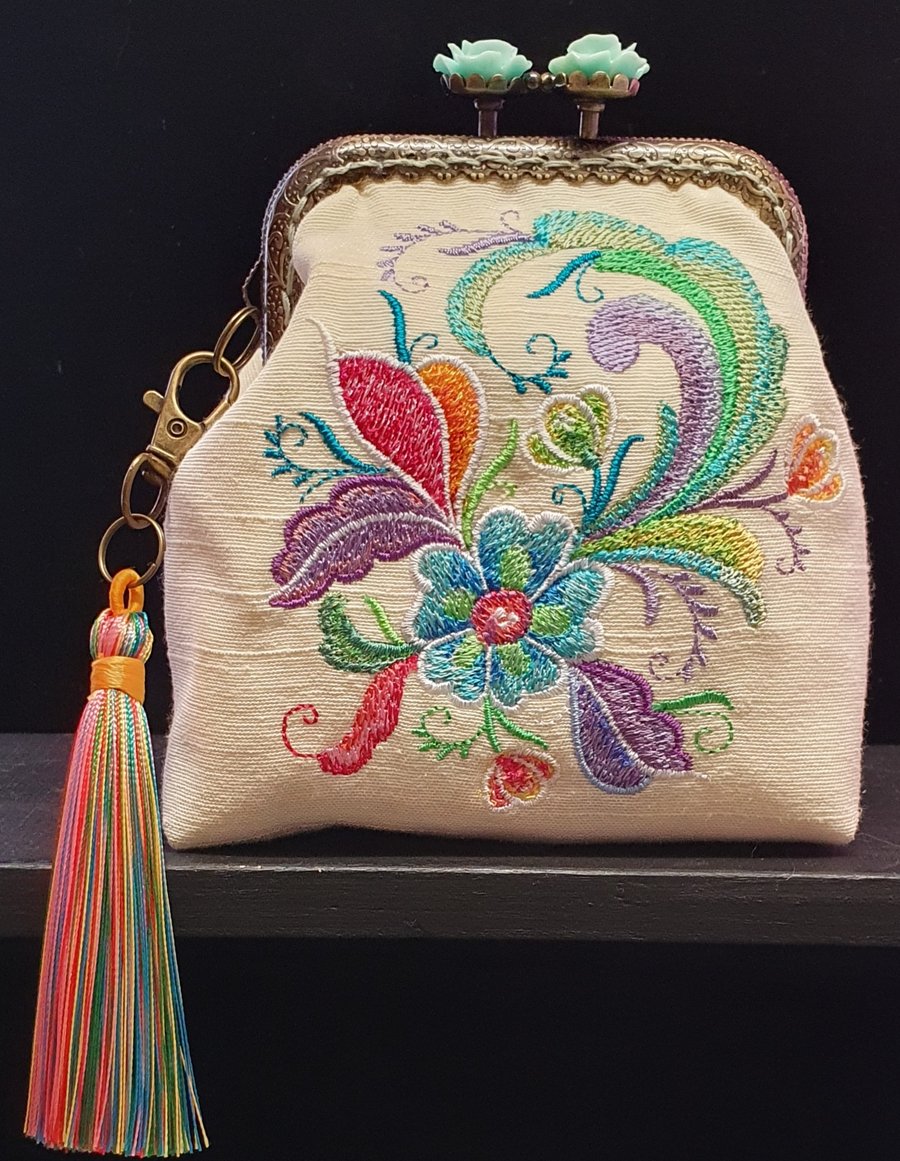 Rosemaling spring flowers design purse - Folksy