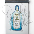 Hand Finished Watercolour A4 Art Print - Bombay Sapphire London Dry Gin