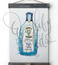 Hand Finished Watercolour A4 Art Print - Bombay Sapphire London Dry Gin