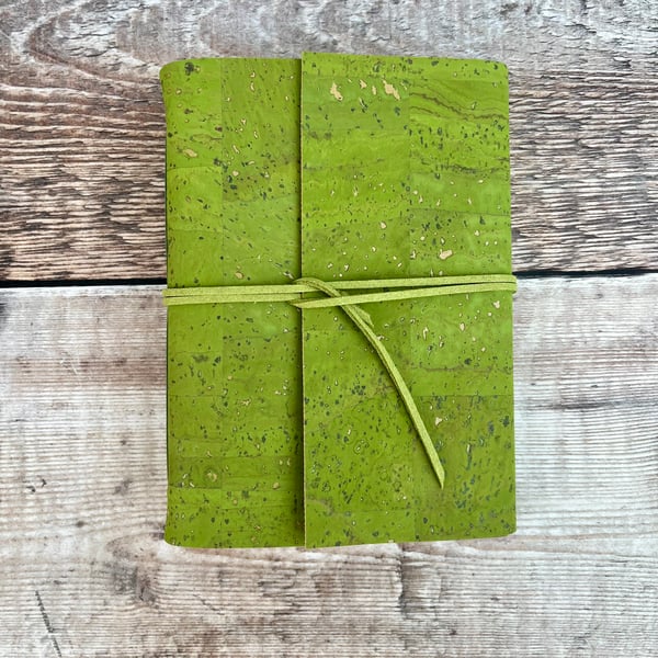 Cork Journal Notebook in Peridot Green